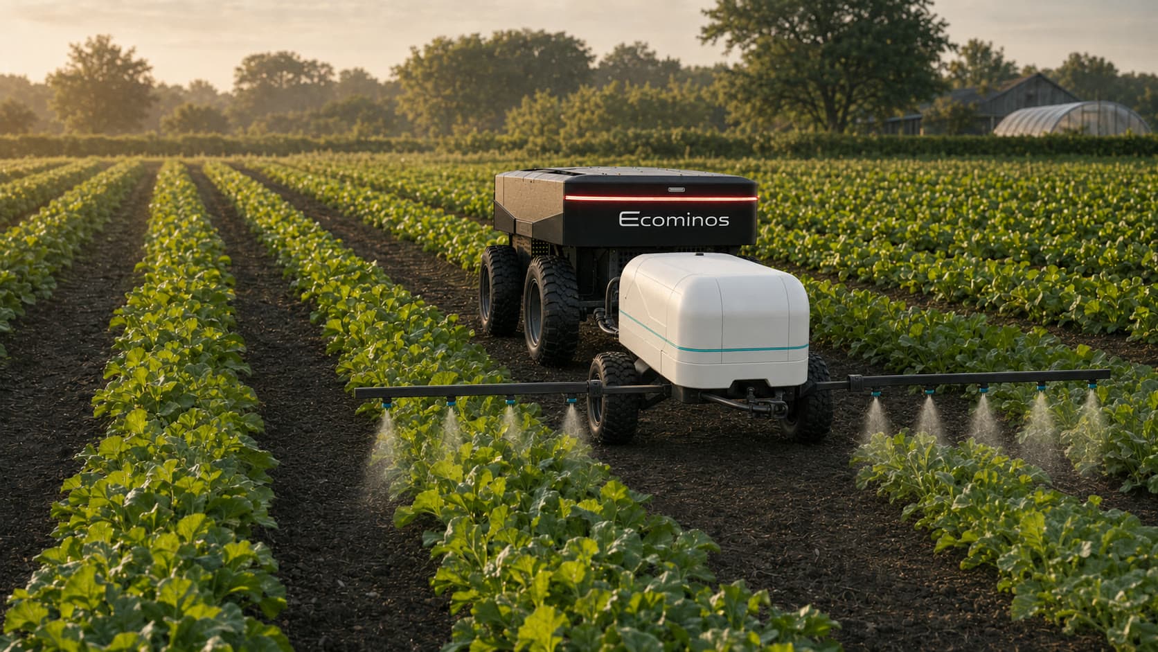 Concept visual of Ecominos applying inputs precisely across crop rows